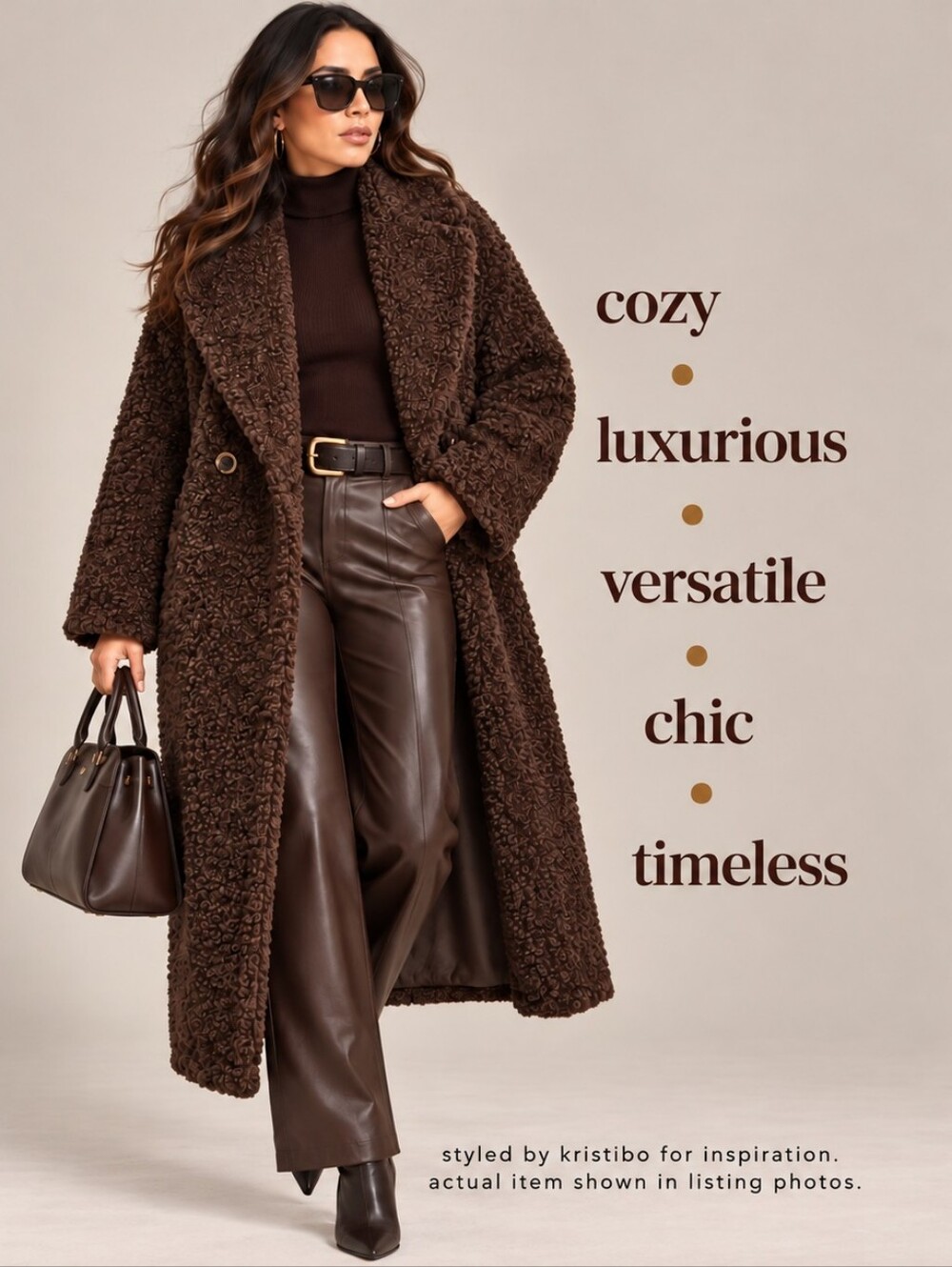 Brown Textured Long Coat - Cozy Statement Outerwear